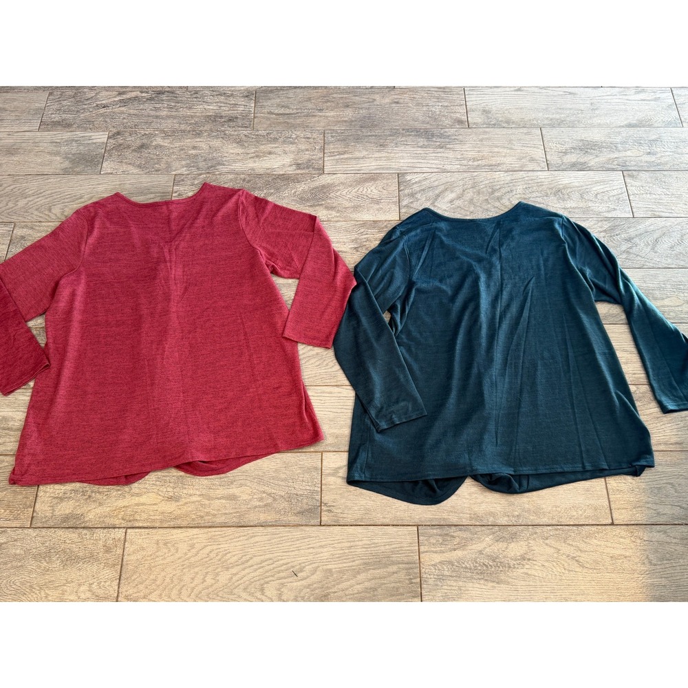 DG2 Diane Gilman Plus size 1X Tunic Top Lot of 2‎ Shirts Stretch Long Sleeve